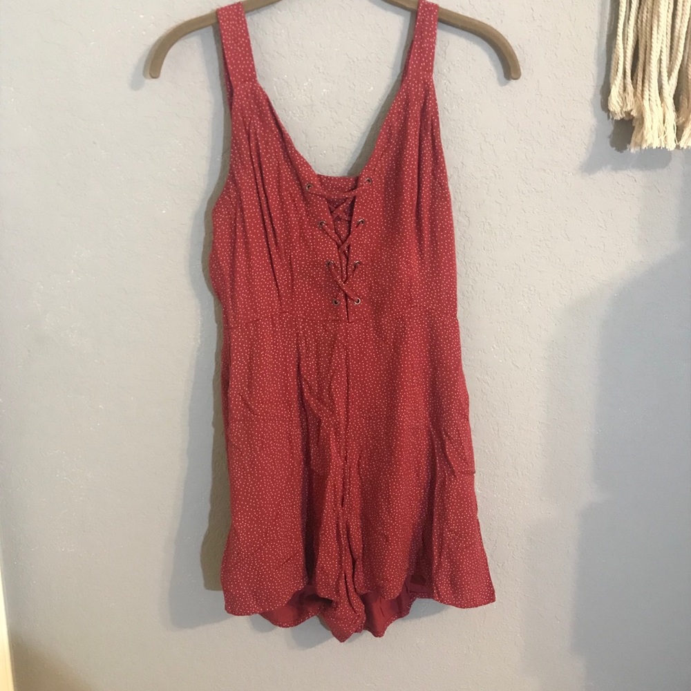 Red polka dot romper